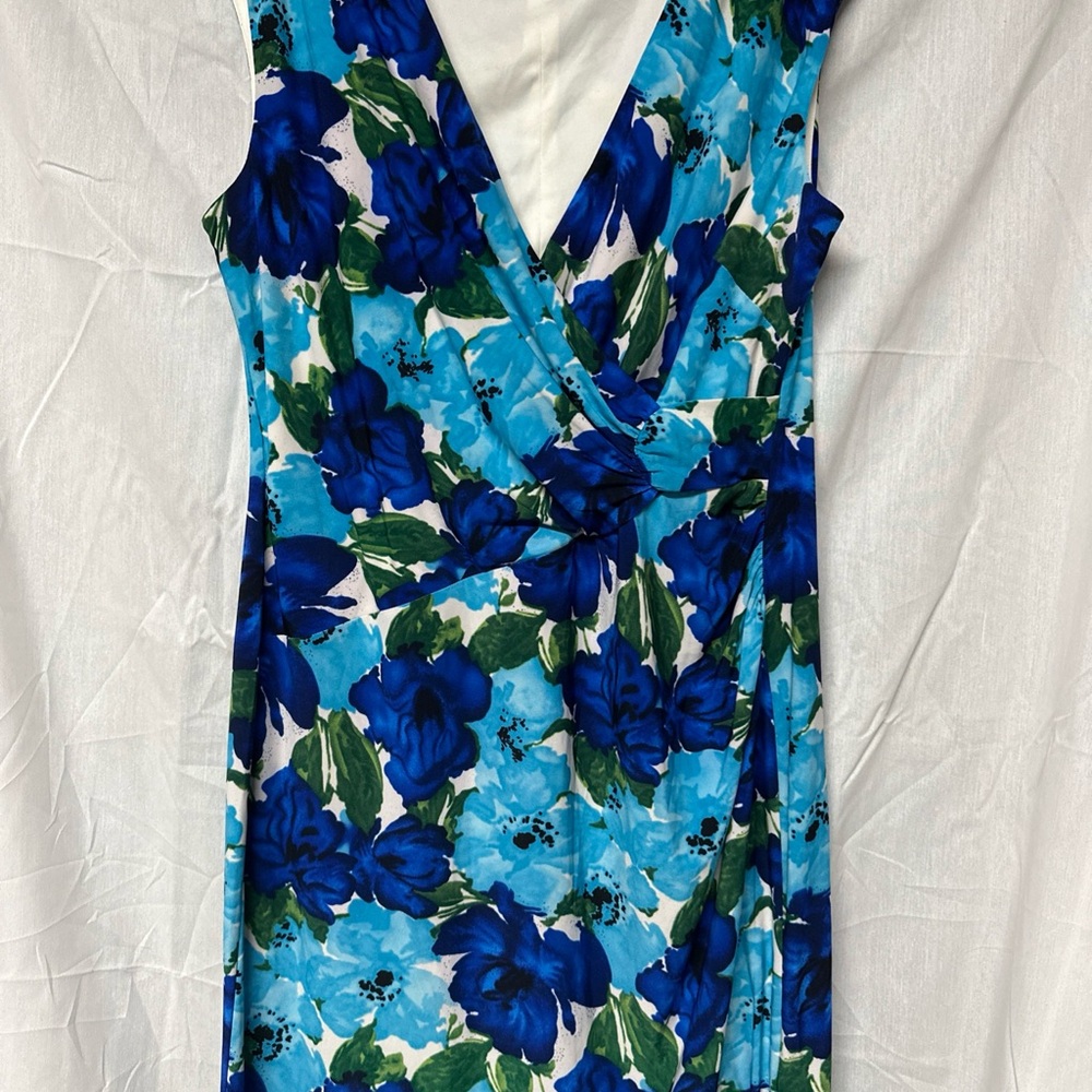 American Living Blue V-Neck Midi Sheath Dress